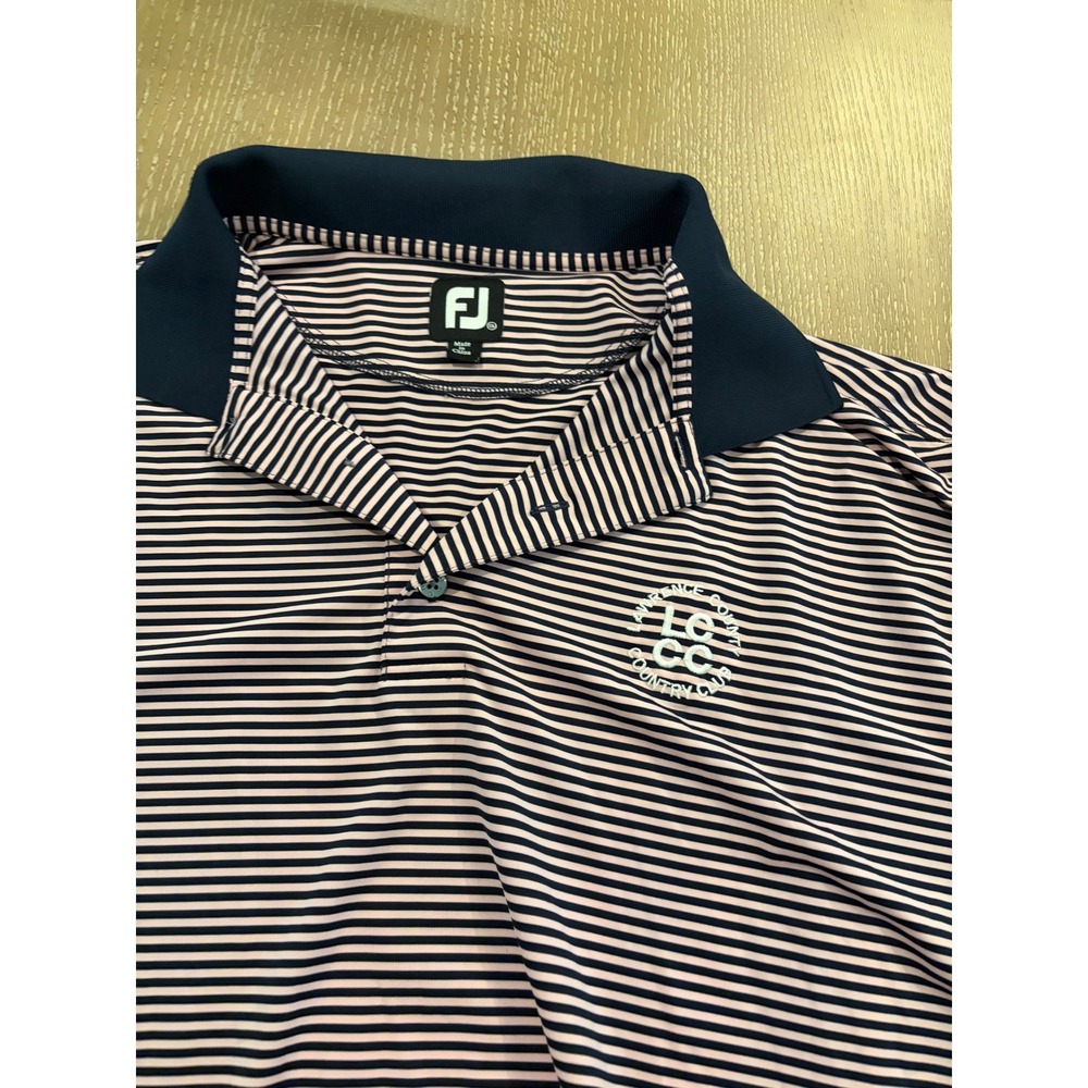FootJoy FJ Lawrence Country Club Golf Polo Shirt Pink Navy Striped Mens XXL